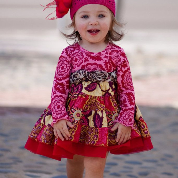 Giggle Moon Other - GIGGLE MOON Girls Boutique Red Pink Ruffle Dress